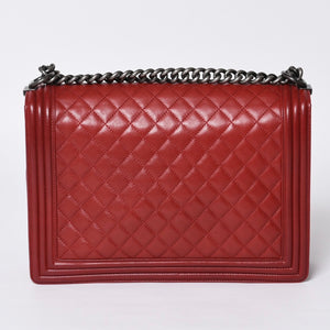 Very Good Condition CHANEL Boy Chanel Large Chain Shoulder Bag A67087 18th Series Coco Mark Lambskin Red Used 4a000909