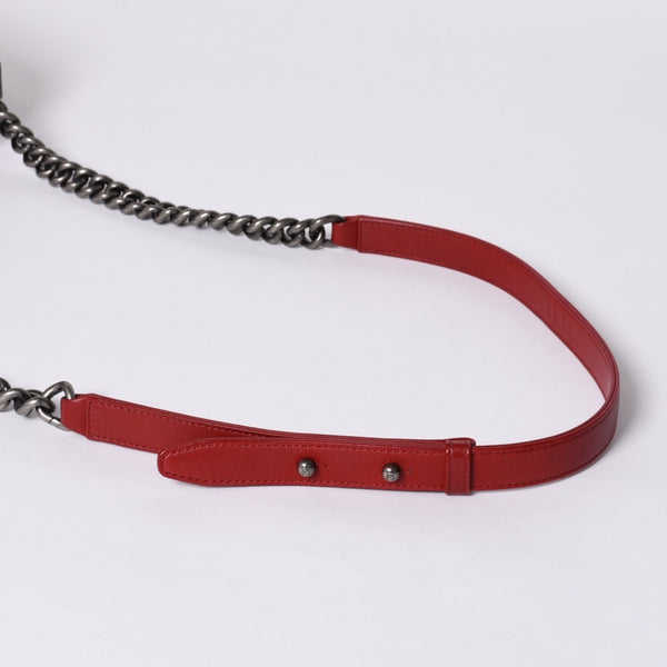Very Good Condition CHANEL Boy Chanel Large Chain Shoulder Bag A67087 18th Series Coco Mark Lambskin Red Used 4a000909