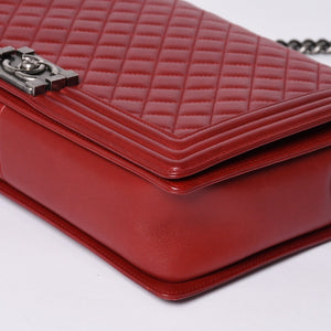 Very Good Condition CHANEL Boy Chanel Large Chain Shoulder Bag A67087 18th Series Coco Mark Lambskin Red Used 4a000909