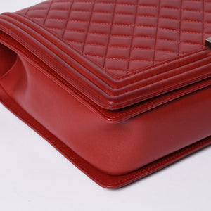 Very Good Condition CHANEL Boy Chanel Large Chain Shoulder Bag A67087 18th Series Coco Mark Lambskin Red Used 4a000909