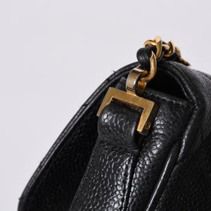 CHANEL シャネル Sフラップ Sチェーンショルダーバッグ 2番台 ココマーク キャビアスキン ブラック ゴールド金具 美品 中古 4a000931