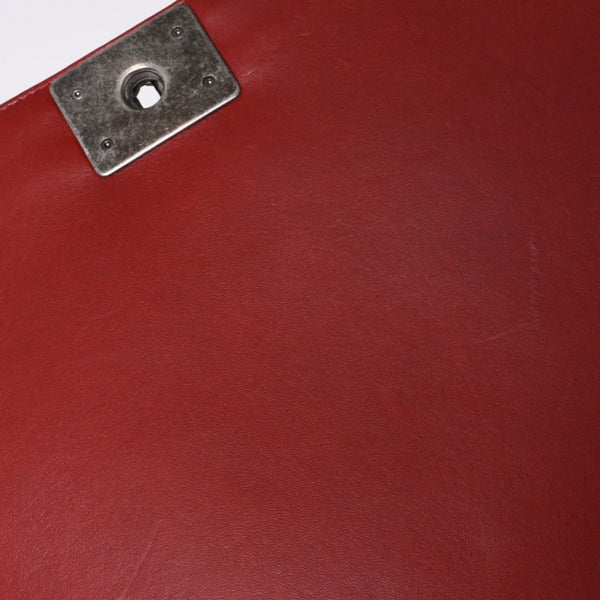 Very Good Condition CHANEL Boy Chanel Large Chain Shoulder Bag A67087 18th Series Coco Mark Lambskin Red Used 4a000909