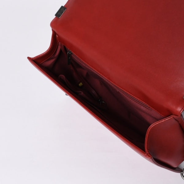 Very Good Condition CHANEL Boy Chanel Large Chain Shoulder Bag A67087 18th Series Coco Mark Lambskin Red Used 4a000909