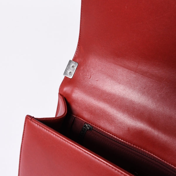 Very Good Condition CHANEL Boy Chanel Large Chain Shoulder Bag A67087 18th Series Coco Mark Lambskin Red Used 4a000909