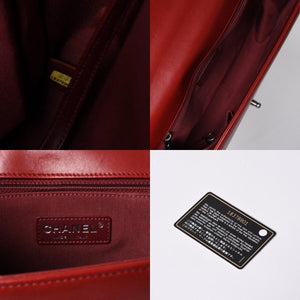Very Good Condition CHANEL Boy Chanel Large Chain Shoulder Bag A67087 18th Series Coco Mark Lambskin Red Used 4a000909