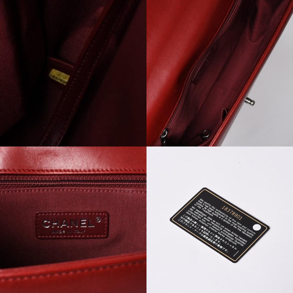 Very Good Condition CHANEL Boy Chanel Large Chain Shoulder Bag A67087 18th Series Coco Mark Lambskin Red Used 4a000909