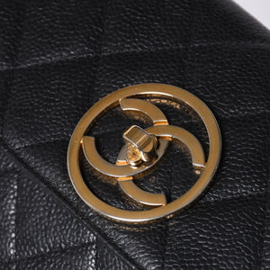 CHANEL シャネル Sフラップ Sチェーンショルダーバッグ 2番台 ココマーク キャビアスキン ブラック ゴールド金具 美品 中古 4a000931