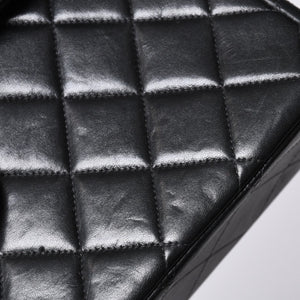 極美品 CHANEL シャネル デカマトラッセ30 SフラップWチェーンショルダーバッグ 4番台 ココマーク ラムスキン ブラック 中古 4a000899