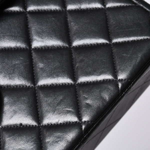 極美品 CHANEL シャネル デカマトラッセ30 SフラップWチェーンショルダーバッグ 4番台 ココマーク ラムスキン ブラック 中古 4a000899