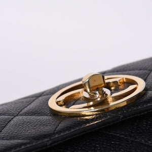 CHANEL シャネル Sフラップ Sチェーンショルダーバッグ 2番台 ココマーク キャビアスキン ブラック ゴールド金具 美品 中古 4a000931