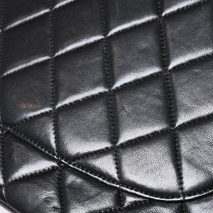 極美品 CHANEL シャネル デカマトラッセ30 SフラップWチェーンショルダーバッグ 4番台 ココマーク ラムスキン ブラック 中古 4a000899