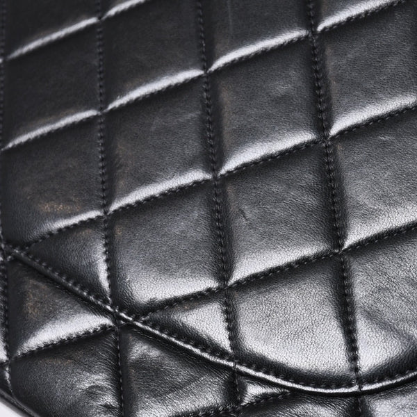 極美品 CHANEL シャネル デカマトラッセ30 SフラップWチェーンショルダーバッグ 4番台 ココマーク ラムスキン ブラック 中古 4a000899