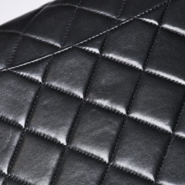 極美品 CHANEL シャネル デカマトラッセ30 SフラップWチェーンショルダーバッグ 4番台 ココマーク ラムスキン ブラック 中古 4a000899