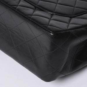 極美品 CHANEL シャネル デカマトラッセ30 SフラップWチェーンショルダーバッグ 4番台 ココマーク ラムスキン ブラック 中古 4a000899