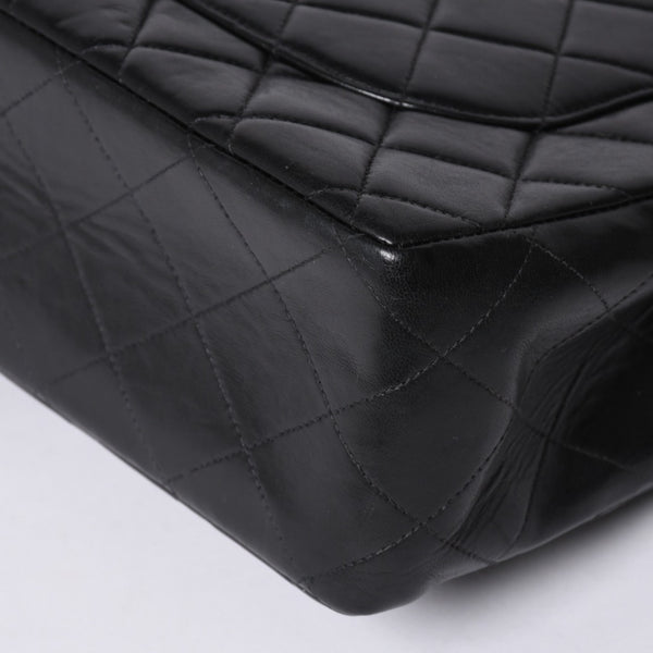 極美品 CHANEL シャネル デカマトラッセ30 SフラップWチェーンショルダーバッグ 4番台 ココマーク ラムスキン ブラック 中古 4a000899