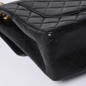 極美品 CHANEL シャネル デカマトラッセ30 SフラップWチェーンショルダーバッグ 4番台 ココマーク ラムスキン ブラック 中古 4a000899