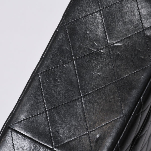 極美品 CHANEL シャネル デカマトラッセ30 SフラップWチェーンショルダーバッグ 4番台 ココマーク ラムスキン ブラック 中古 4a000899