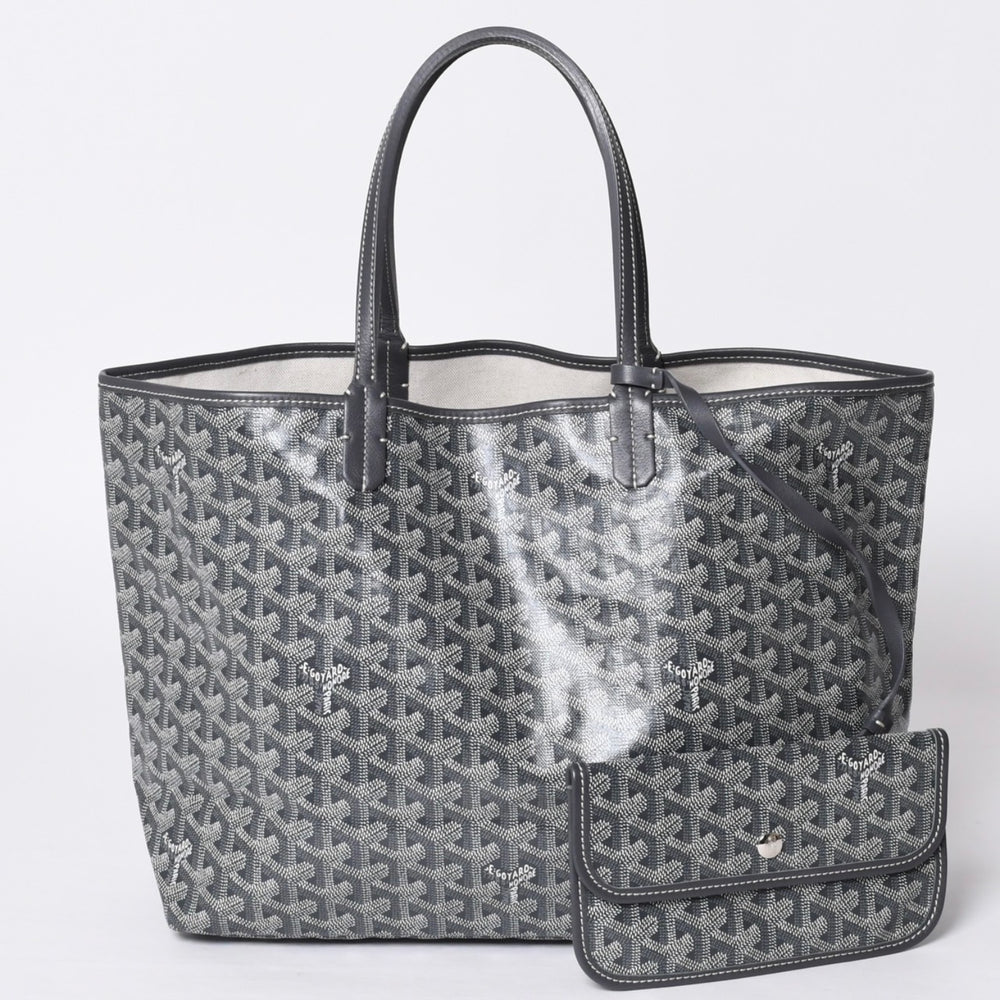 新品同様 GOYARD ゴヤール サンルイPM バッグ トートバッグ STLOUIPMLTY01CL01P グレー PVC レザー 中古 4a000881