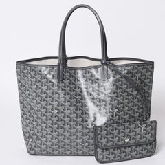 新品同様 GOYARD ゴヤール サンルイPM バッグ トートバッグ STLOUIPMLTY01CL01P グレー PVC レザー 中古 4a000881