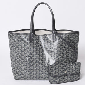 新品同様 GOYARD ゴヤール サンルイPM バッグ トートバッグ STLOUIPMLTY01CL01P グレー PVC レザー 中古 4a000881