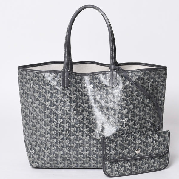 新品同様 GOYARD ゴヤール サンルイPM バッグ トートバッグ STLOUIPMLTY01CL01P グレー PVC レザー 中古 4a000881