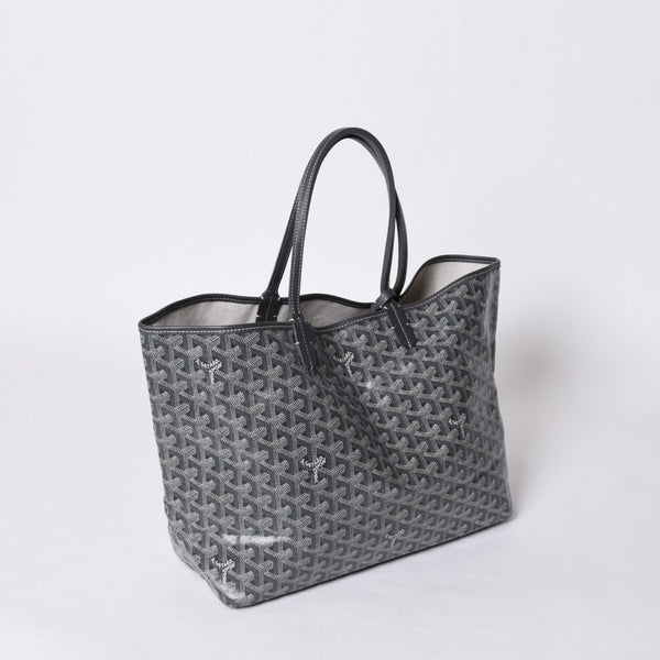 新品同様 GOYARD ゴヤール サンルイPM バッグ トートバッグ STLOUIPMLTY01CL01P グレー PVC レザー 中古 4a000881
