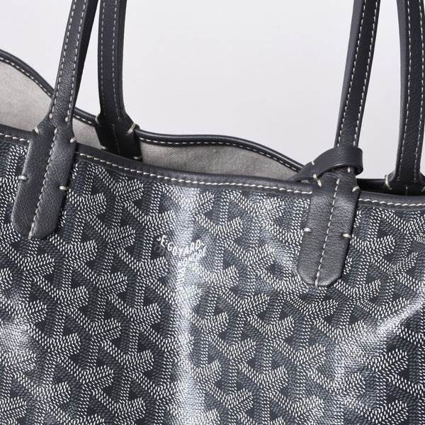 新品同様 GOYARD ゴヤール サンルイPM バッグ トートバッグ STLOUIPMLTY01CL01P グレー PVC レザー 中古 4a000881