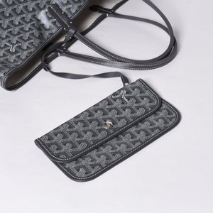 新品同様 GOYARD ゴヤール サンルイPM バッグ トートバッグ STLOUIPMLTY01CL01P グレー PVC レザー 中古 4a000881