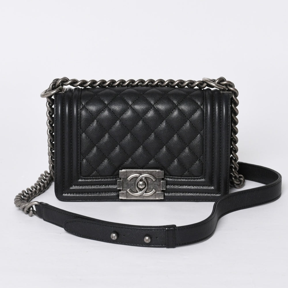 極美品 CHANEL シャネル BOY CHANEL ボーイシャネル チェーンショルダーバッグ 29番台 ココマーク キャビアスキン ブラック 中古 4a000932