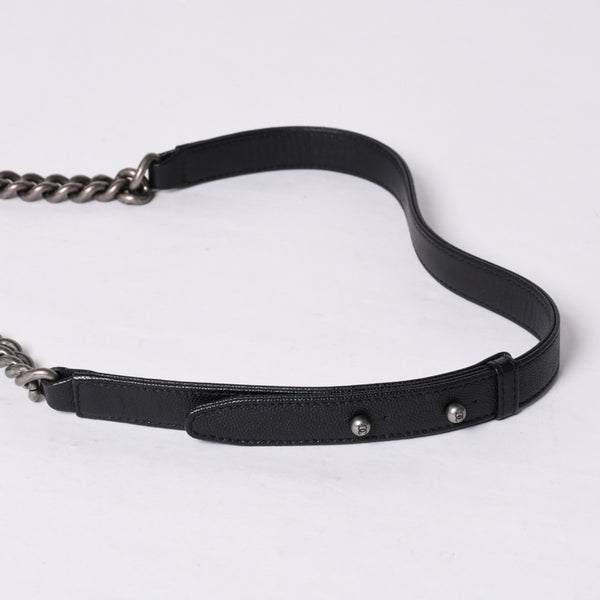 Very Good Condition CHANEL BOY CHANEL Boy Chanel Chain Shoulder Bag No. 29 Coco Mark Caviar Skin Black Used 4a000932