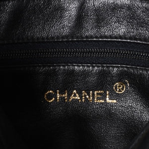 Very Good Condition CHANEL Chain Shoulder Bag No. 1 Coco Mark Lambskin Quilted Fringe Black Used 4a000929