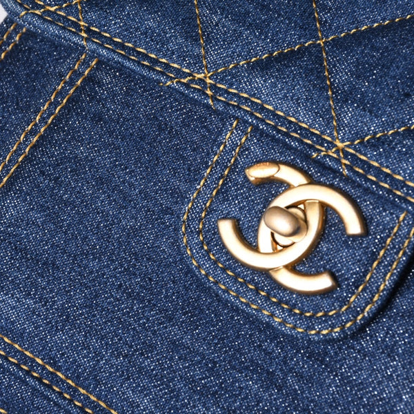新品未使用 CHANEL シャネル チェーンショルダーバッグ AS3932 ランダム番台 ココマーク デニム インディゴブルー キルティング 中古 4a000989