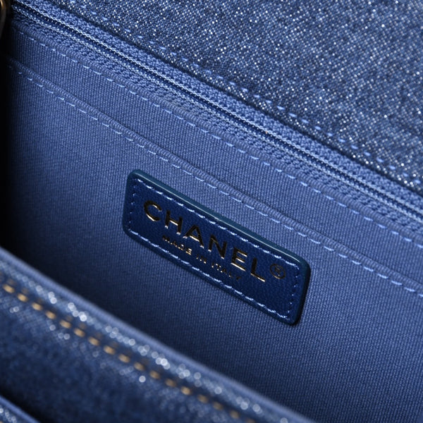 新品未使用 CHANEL シャネル チェーンショルダーバッグ AS3932 ランダム番台 ココマーク デニム インディゴブルー キルティング 中古 4a000989