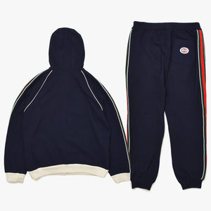 極美品 GUCCI グッチ セットアップ シェリーライン ウール セットアップ 673290 ネイビー レッド グリーン ホワイト シルバー金具 中古 4a000997