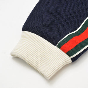 極美品 GUCCI グッチ セットアップ シェリーライン ウール セットアップ 673290 ネイビー レッド グリーン ホワイト シルバー金具 中古 4a000997