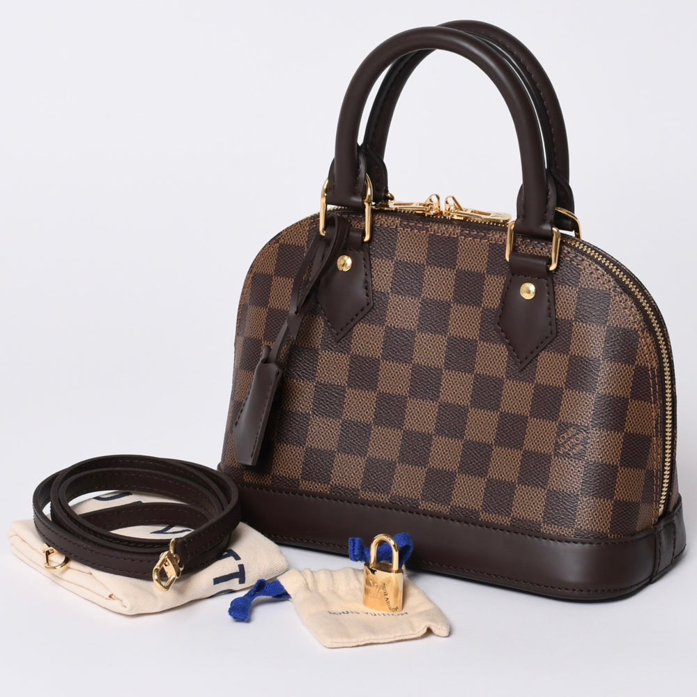 Like new LOUIS VUITTON Damier Alma BB handbag N40606 Shoulder 2WAY PVC Gold hardware Used 4a000994