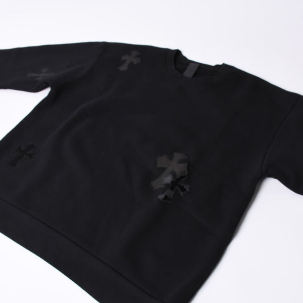 New and unused CHROME HEARTS Cemetery Cross Patch Sweatshirt Size M 17 Patch Haraco Patent Leather Used 4a001302