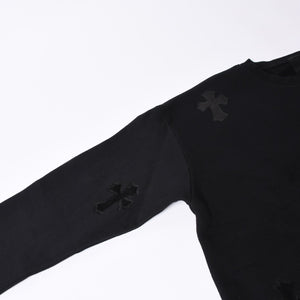 New and unused CHROME HEARTS Cemetery Cross Patch Sweatshirt Size M 17 Patch Haraco Patent Leather Used 4a001302