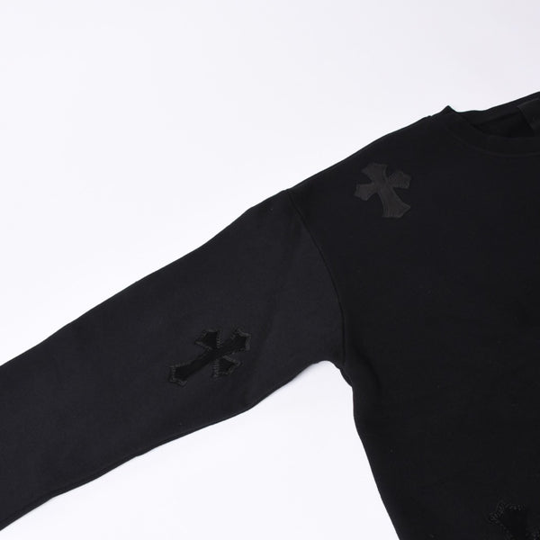 New and unused CHROME HEARTS Cemetery Cross Patch Sweatshirt Size M 17 Patch Haraco Patent Leather Used 4a001302