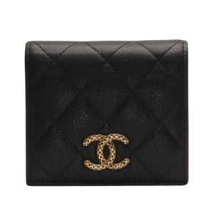 CHANEL シャネル Small Wallet スモールウォレット Black Pink Gold ブラック ピンク ゴールド キャビアスキン AP3185 XT734XNC 美品 中古 4a001033