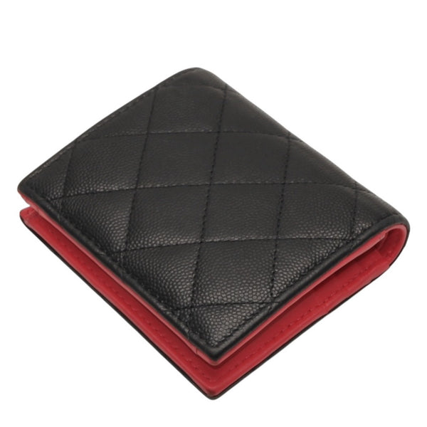 CHANEL シャネル Small Wallet スモールウォレット Black Pink Gold ブラック ピンク ゴールド キャビアスキン AP3185 XT734XNC 美品 中古 4a001033