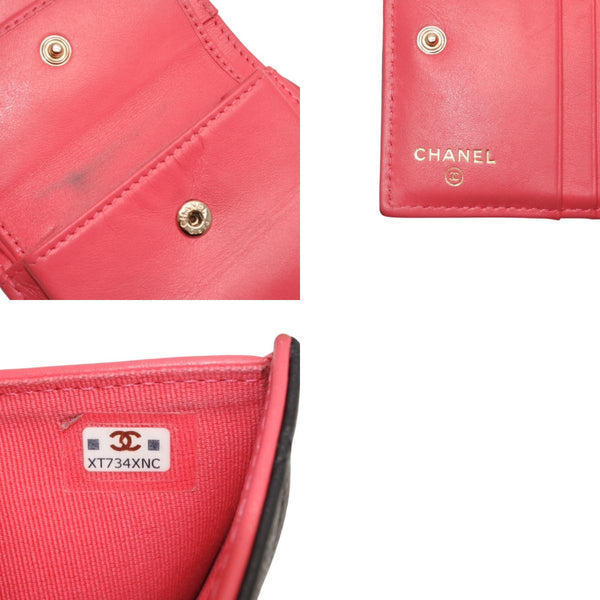 CHANEL シャネル Small Wallet スモールウォレット Black Pink Gold ブラック ピンク ゴールド キャビアスキン AP3185 XT734XNC 美品 中古 4a001033