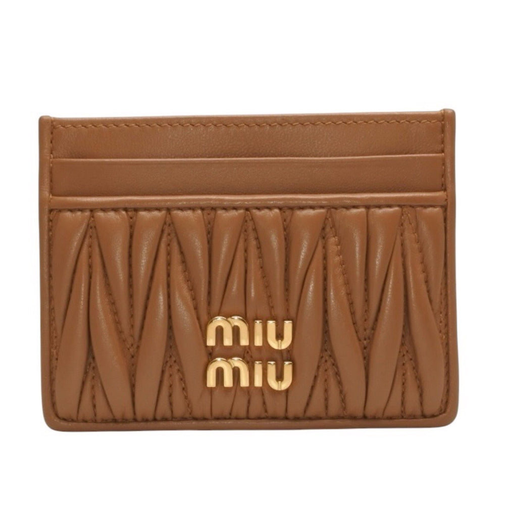 MIU MIU ミュウミュウ マテラッセ レザー カードケース キャメル ゴールド金具 レザー 美品 中古 4a000789