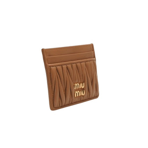 MIU MIU ミュウミュウ マテラッセ レザー カードケース キャメル ゴールド金具 レザー 美品 中古 4a000789