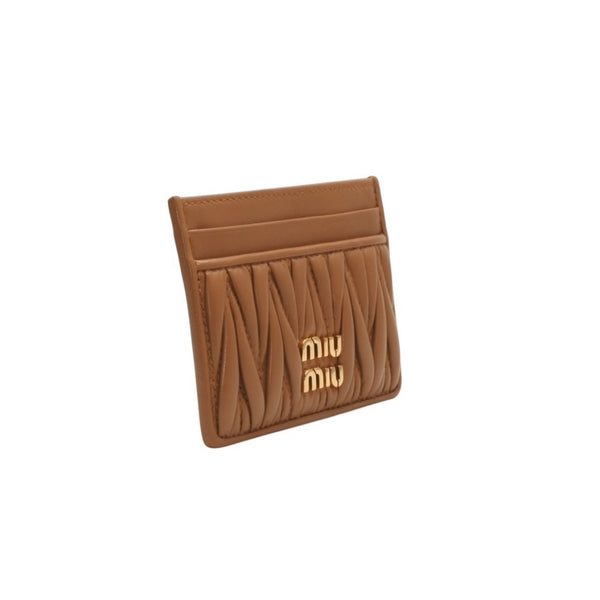 MIU MIU ミュウミュウ マテラッセ レザー カードケース キャメル ゴールド金具 レザー 美品 中古 4a000789