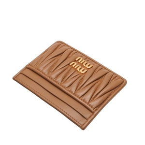 MIU MIU ミュウミュウ マテラッセ レザー カードケース キャメル ゴールド金具 レザー 美品 中古 4a000789