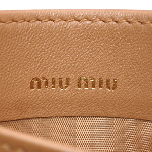 MIU MIU ミュウミュウ マテラッセ レザー カードケース キャメル ゴールド金具 レザー 美品 中古 4a000789