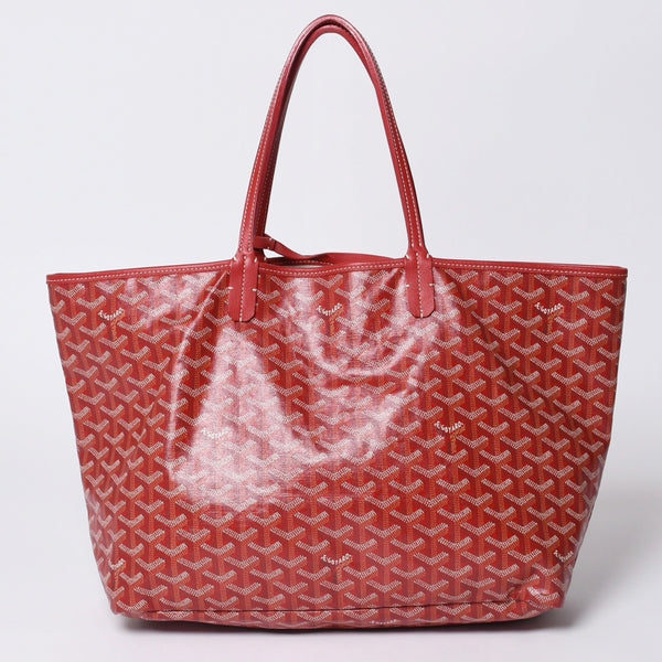 Very Good Condition GOYARD Saint Louis PM Tote Bag Shoulder Bag Shoulder Tote with Pouch Leather Red Red Used 4a001220