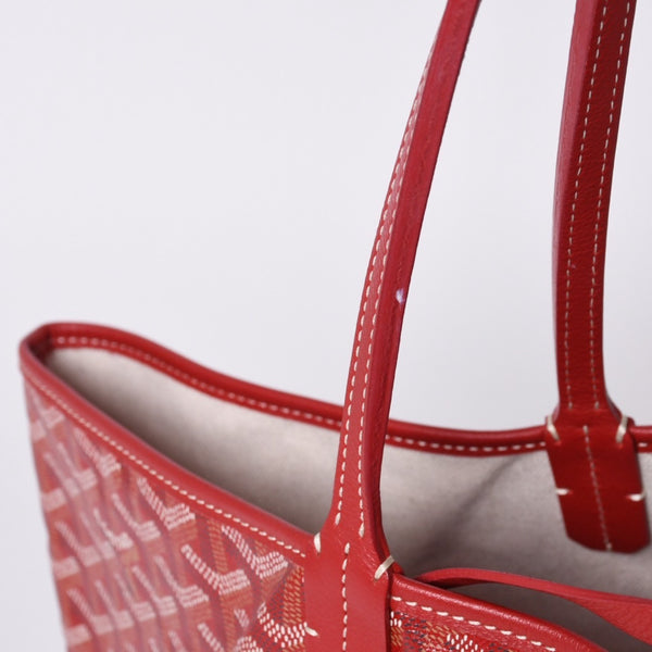 Very Good Condition GOYARD Saint Louis PM Tote Bag Shoulder Bag Shoulder Tote with Pouch Leather Red Red Used 4a001220