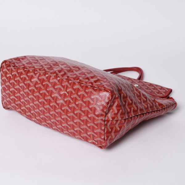 Very Good Condition GOYARD Saint Louis PM Tote Bag Shoulder Bag Shoulder Tote with Pouch Leather Red Red Used 4a001220